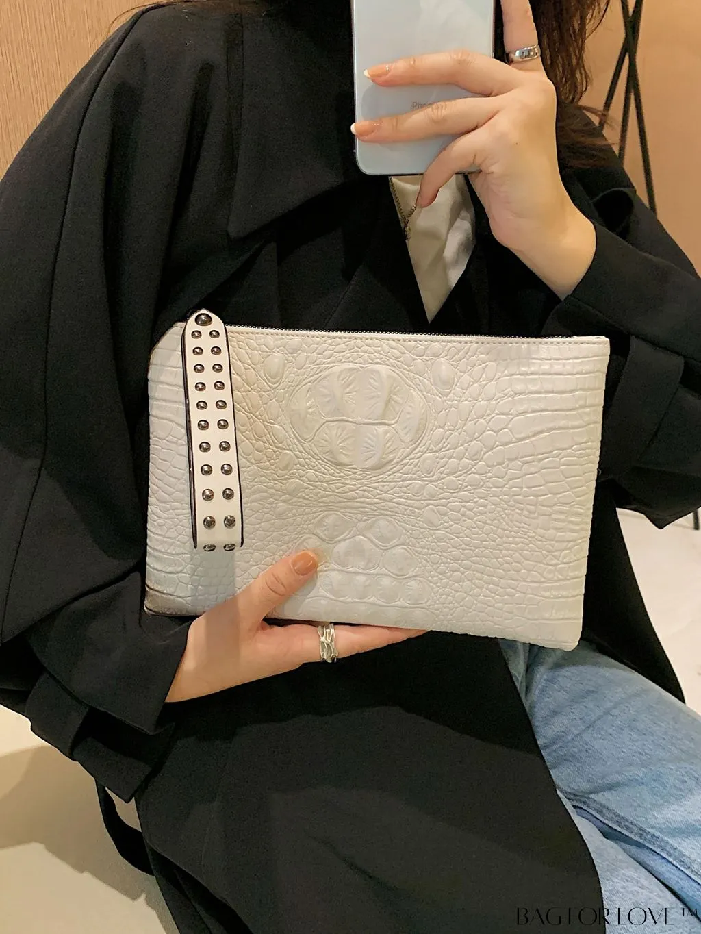 BagForLove - Crocodile Embossed PU Square Bag for Everyday Use