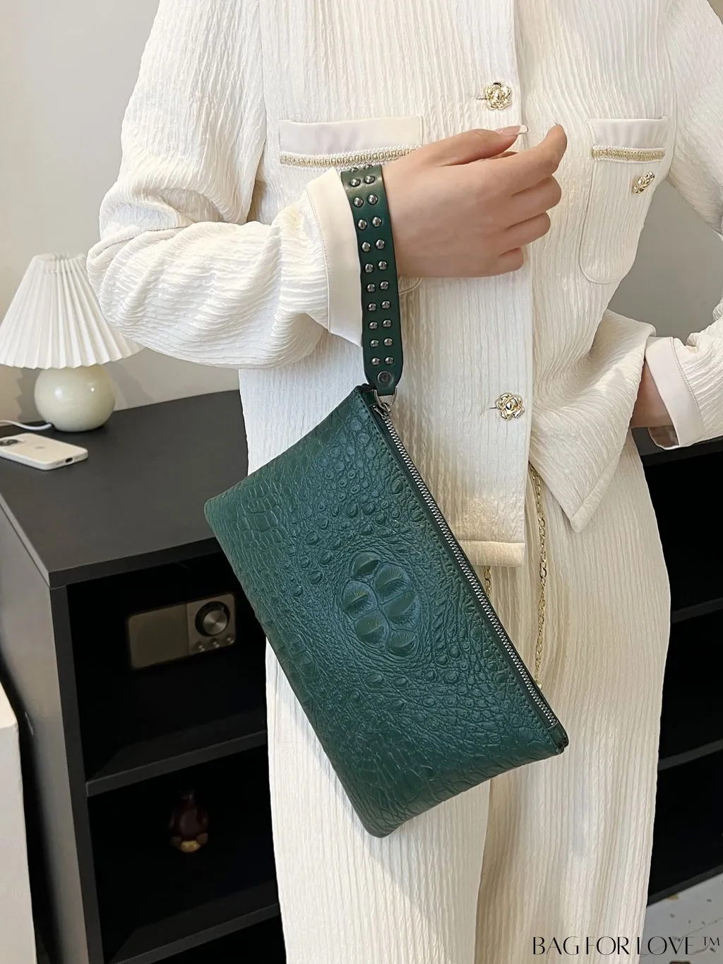 BagForLove - Crocodile Embossed PU Square Bag for Everyday Use