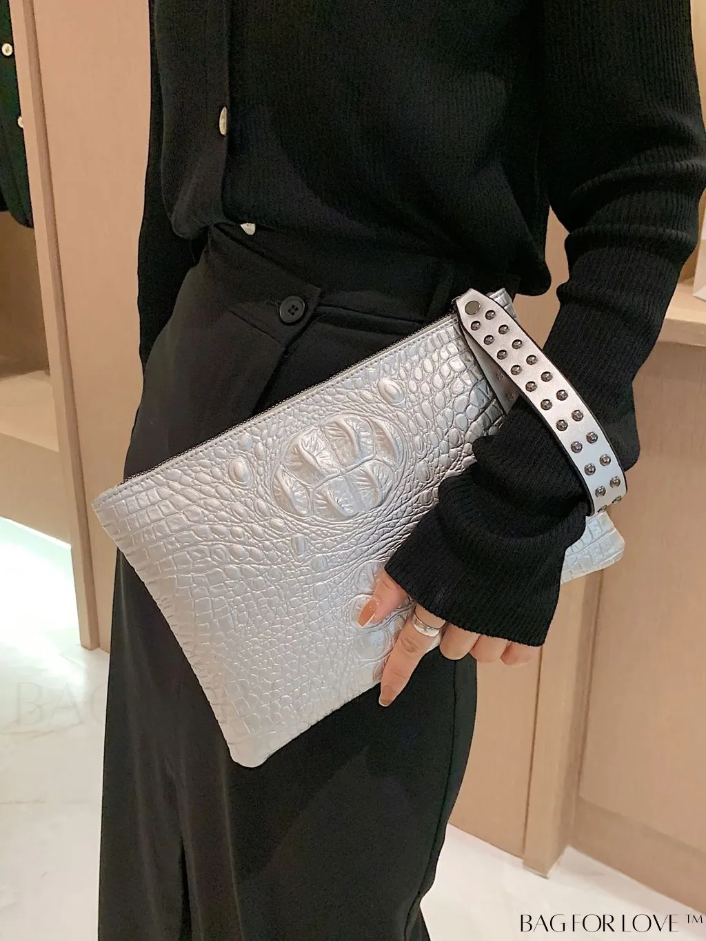BagForLove - Crocodile Embossed PU Square Bag for Everyday Use