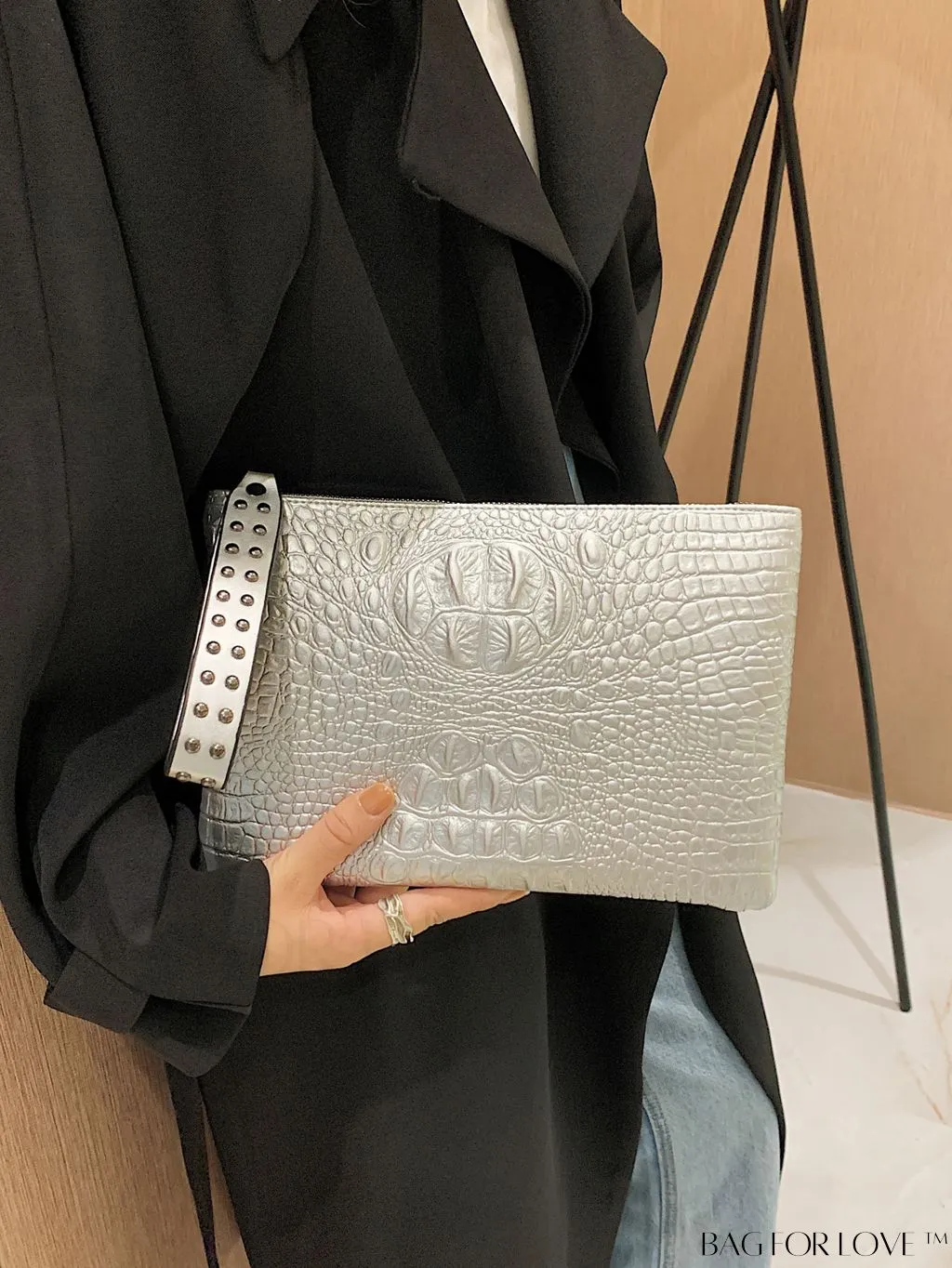 BagForLove - Crocodile Embossed PU Square Bag for Everyday Use