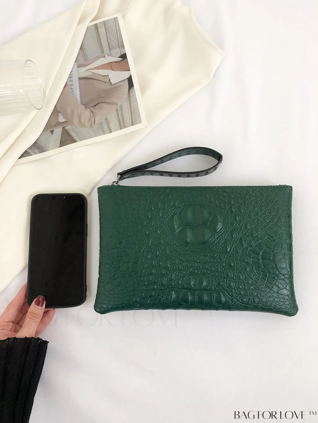 BagForLove - Crocodile Embossed PU Square Bag for Everyday Use