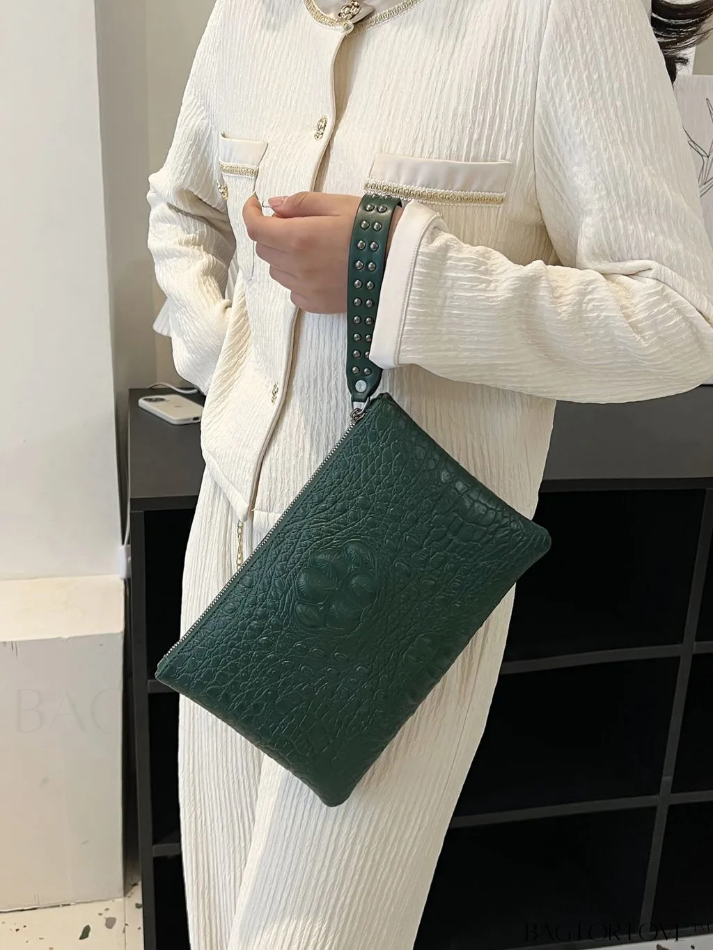 BagForLove - Crocodile Embossed PU Square Bag for Everyday Use
