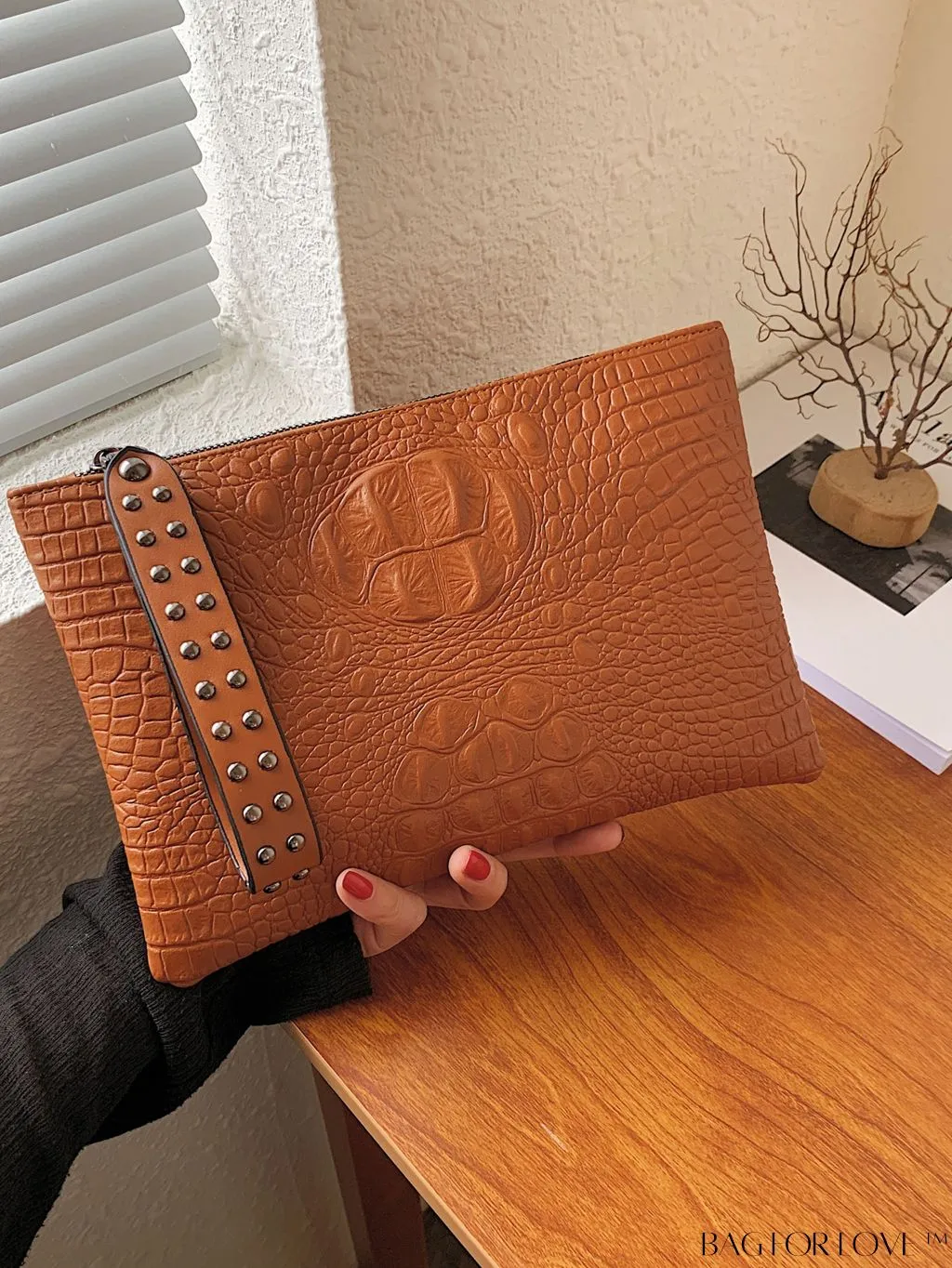 BagForLove - Crocodile Embossed PU Square Bag for Everyday Use