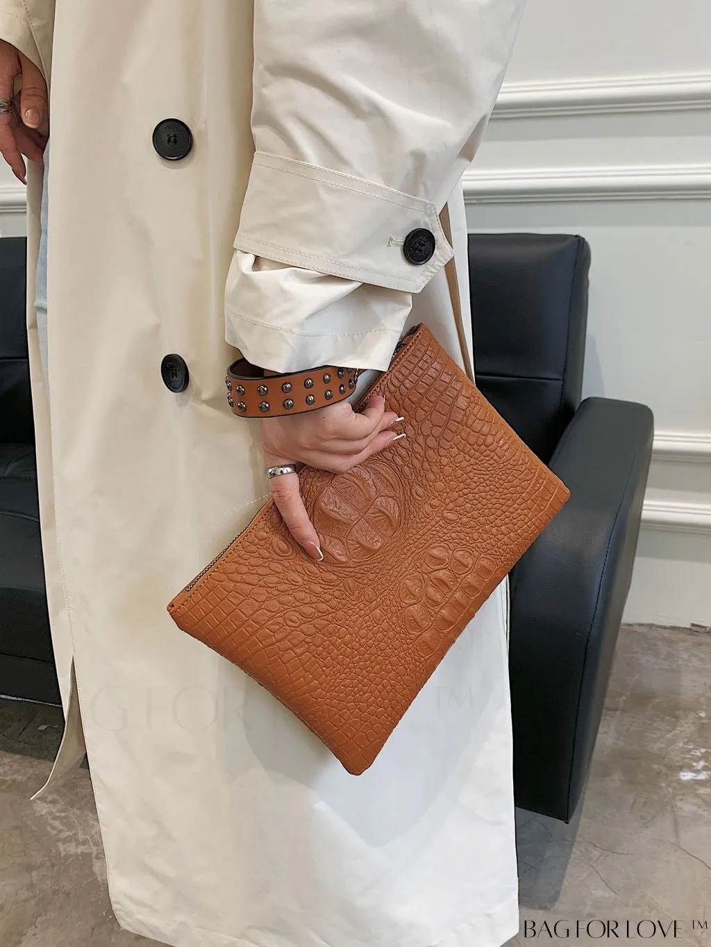 BagForLove - Crocodile Embossed PU Square Bag for Everyday Use