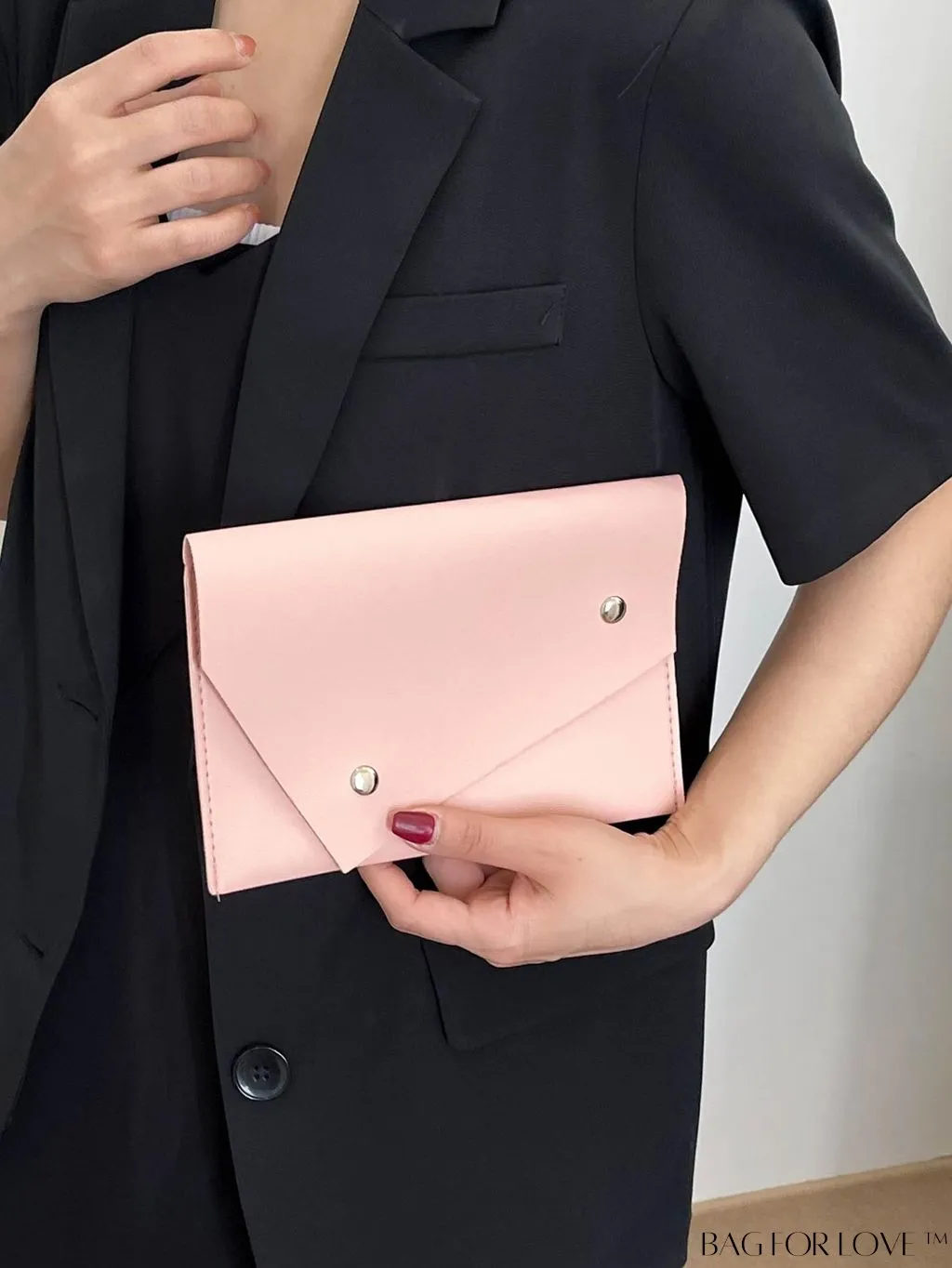 BagForLove - Fashionable Envelope Clutch - Studded Design, Solid Color