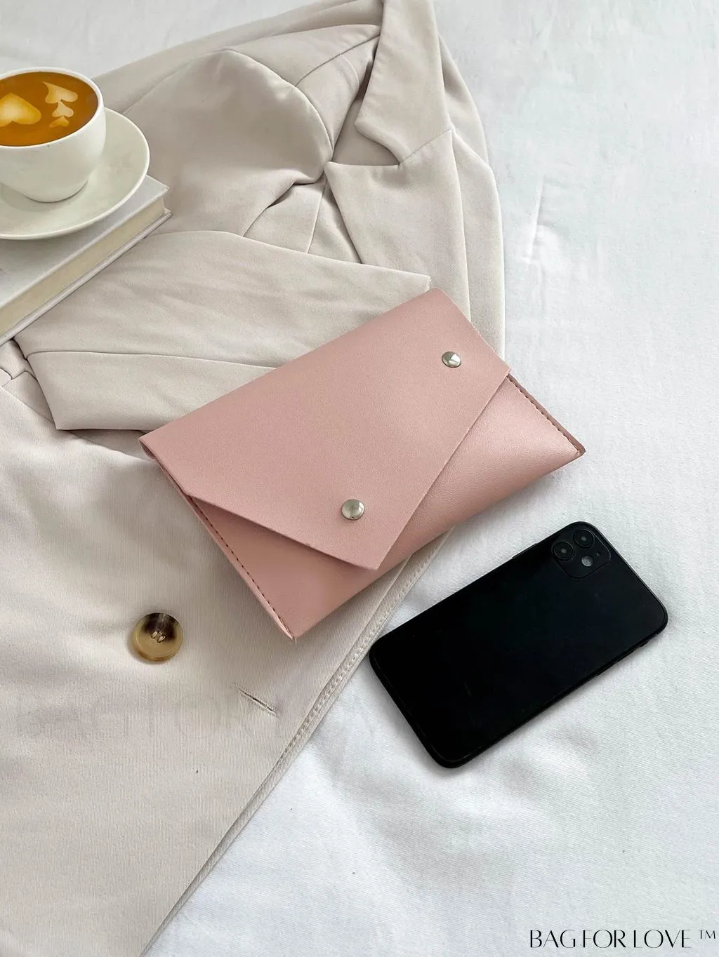 BagForLove - Fashionable Envelope Clutch - Studded Design, Solid Color
