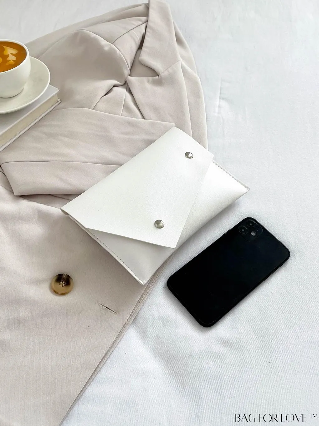 BagForLove - Fashionable Envelope Clutch - Studded Design, Solid Color