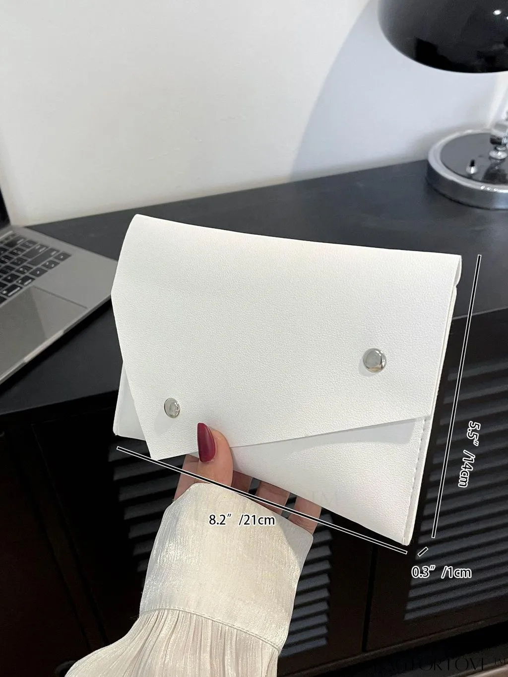 BagForLove - Fashionable Envelope Clutch - Studded Design, Solid Color