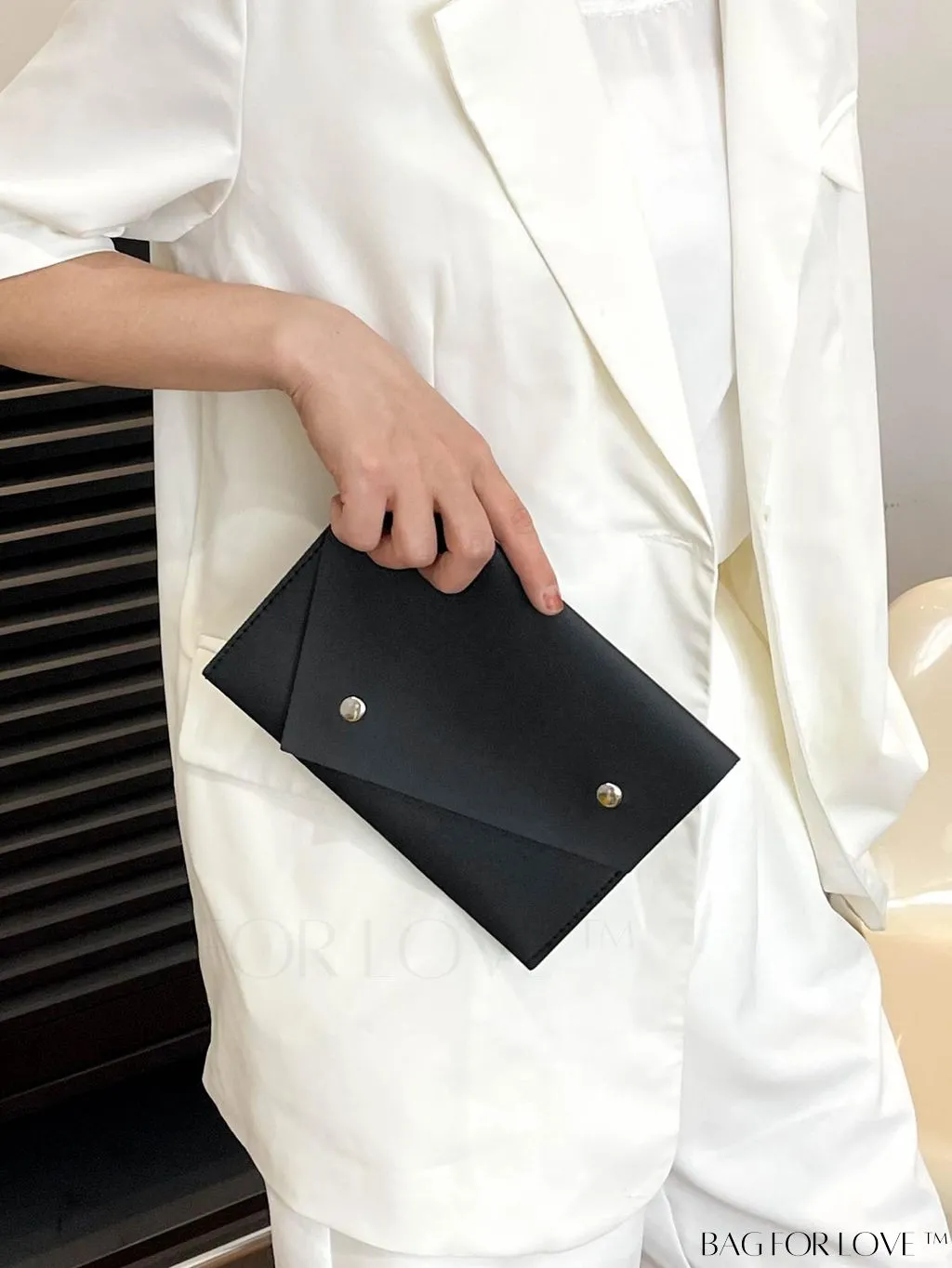 BagForLove - Fashionable Envelope Clutch - Studded Design, Solid Color