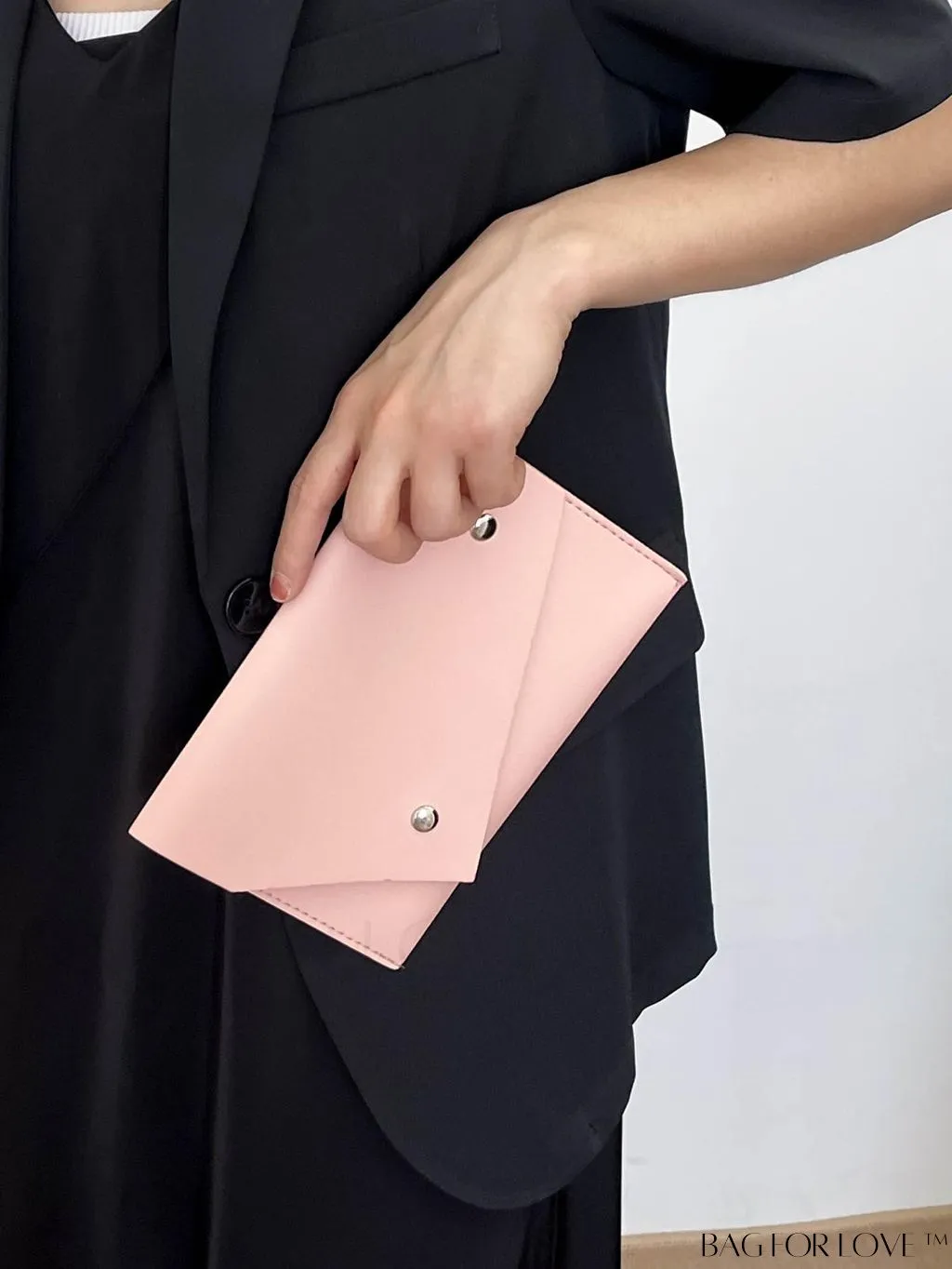 BagForLove - Fashionable Envelope Clutch - Studded Design, Solid Color