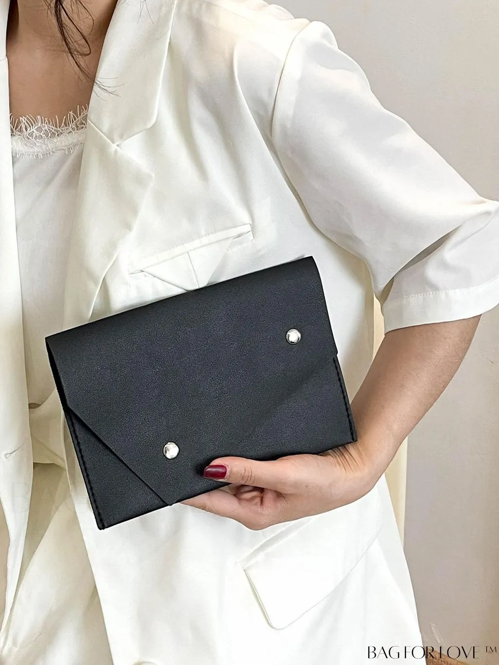 BagForLove - Fashionable Envelope Clutch - Studded Design, Solid Color