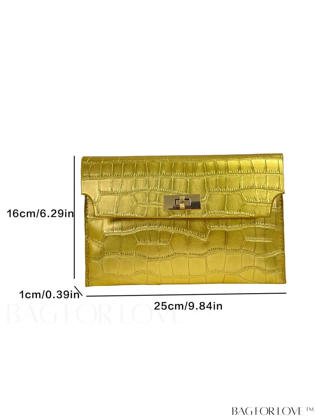 BagForLove - Funky Circle Crocodile Embossed Medium Envelope Bag with Turn-lock Closure