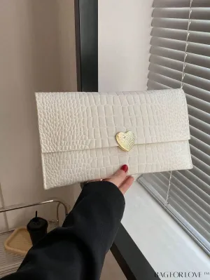 BagForLove - Heart Decor Embossed Envelope Bag with Intricate Detailing
