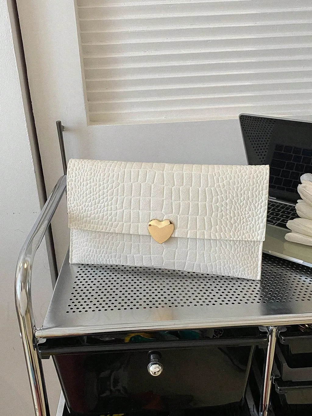 BagForLove - Heart Decor Embossed Envelope Bag with Intricate Detailing