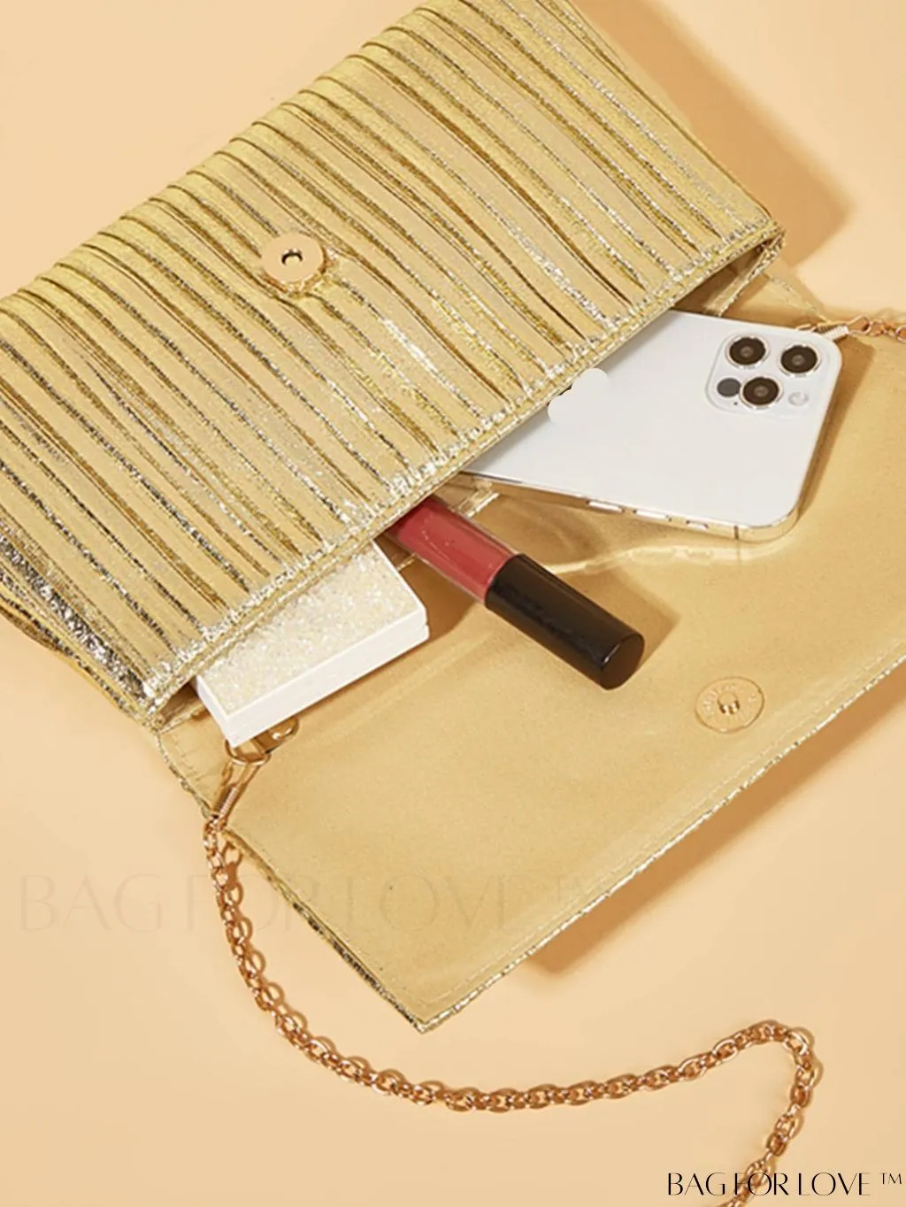BagForLove - Medium Metallic Flap Envelope Bag - Elegant Mothers Day Gift for Mom