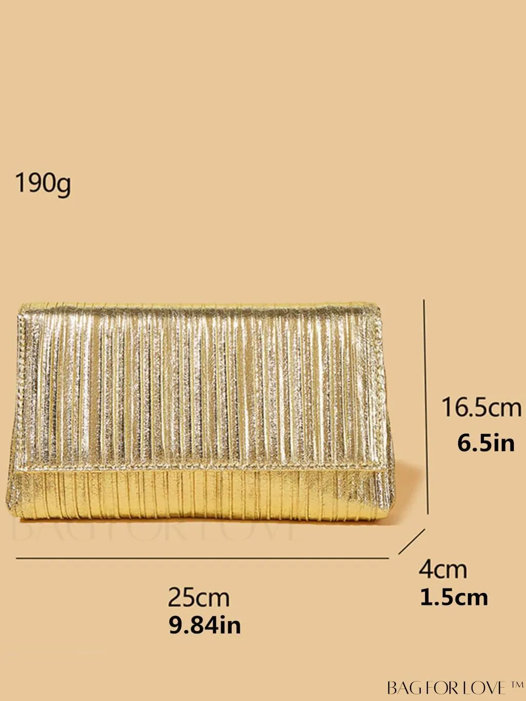 BagForLove - Medium Metallic Flap Envelope Bag - Elegant Mothers Day Gift for Mom