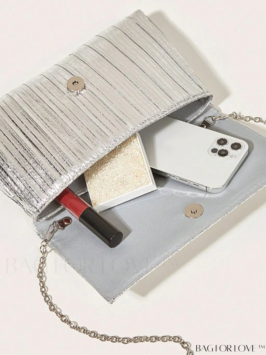 BagForLove - Medium Metallic Flap Envelope Bag - Elegant Mothers Day Gift for Mom