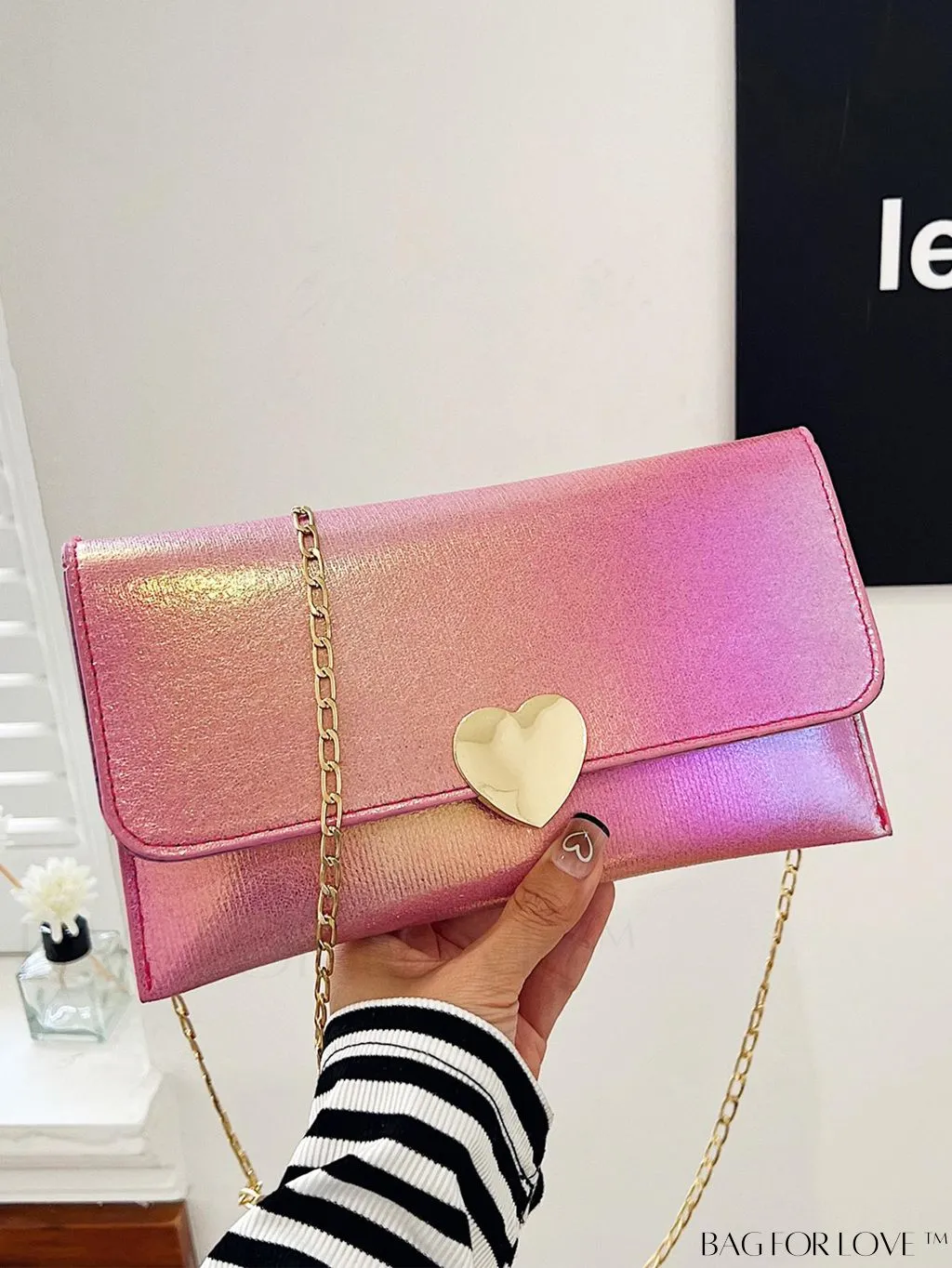 BagForLove - Metal Chain Envelope Clutch: Versatile and Elegant Shoulder Bag