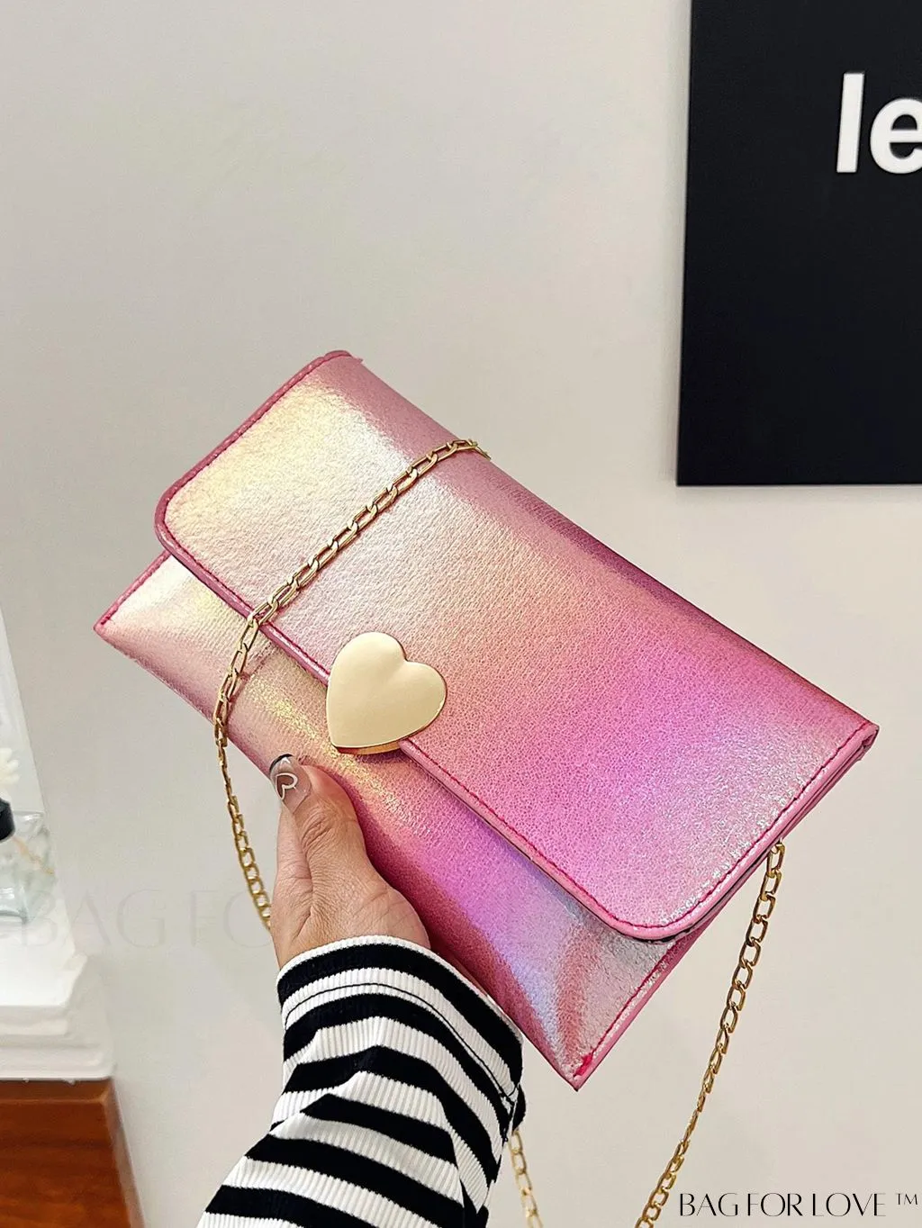 BagForLove - Metal Chain Envelope Clutch: Versatile and Elegant Shoulder Bag