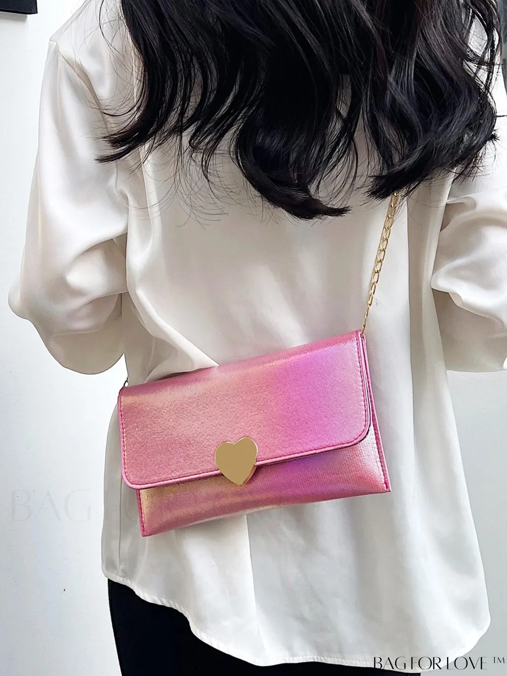BagForLove - Metal Chain Envelope Clutch: Versatile and Elegant Shoulder Bag