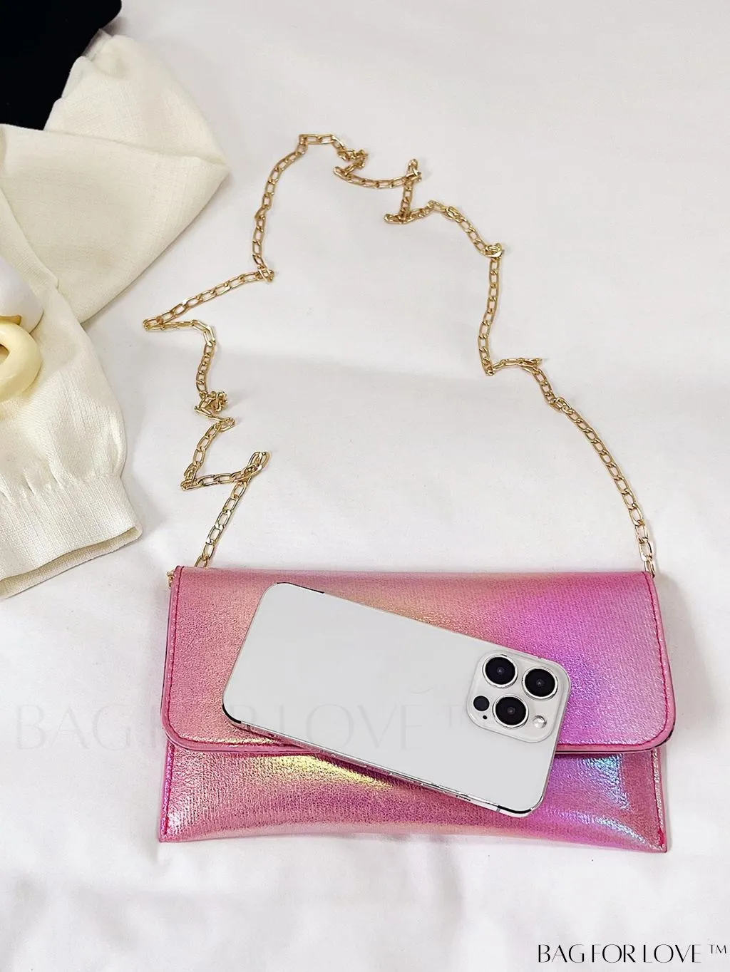 BagForLove - Metal Chain Envelope Clutch: Versatile and Elegant Shoulder Bag