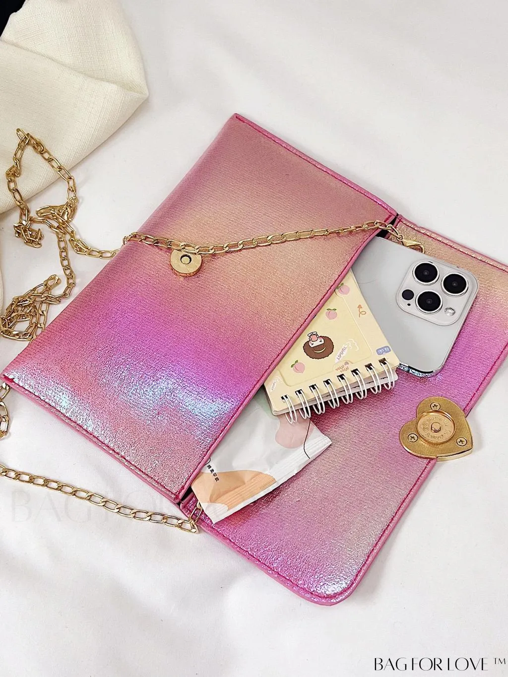 BagForLove - Metal Chain Envelope Clutch: Versatile and Elegant Shoulder Bag