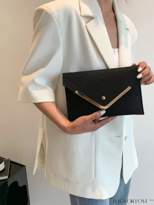 BagForLove - Metal-Embellished Chevron Envelope Bag in Polyester