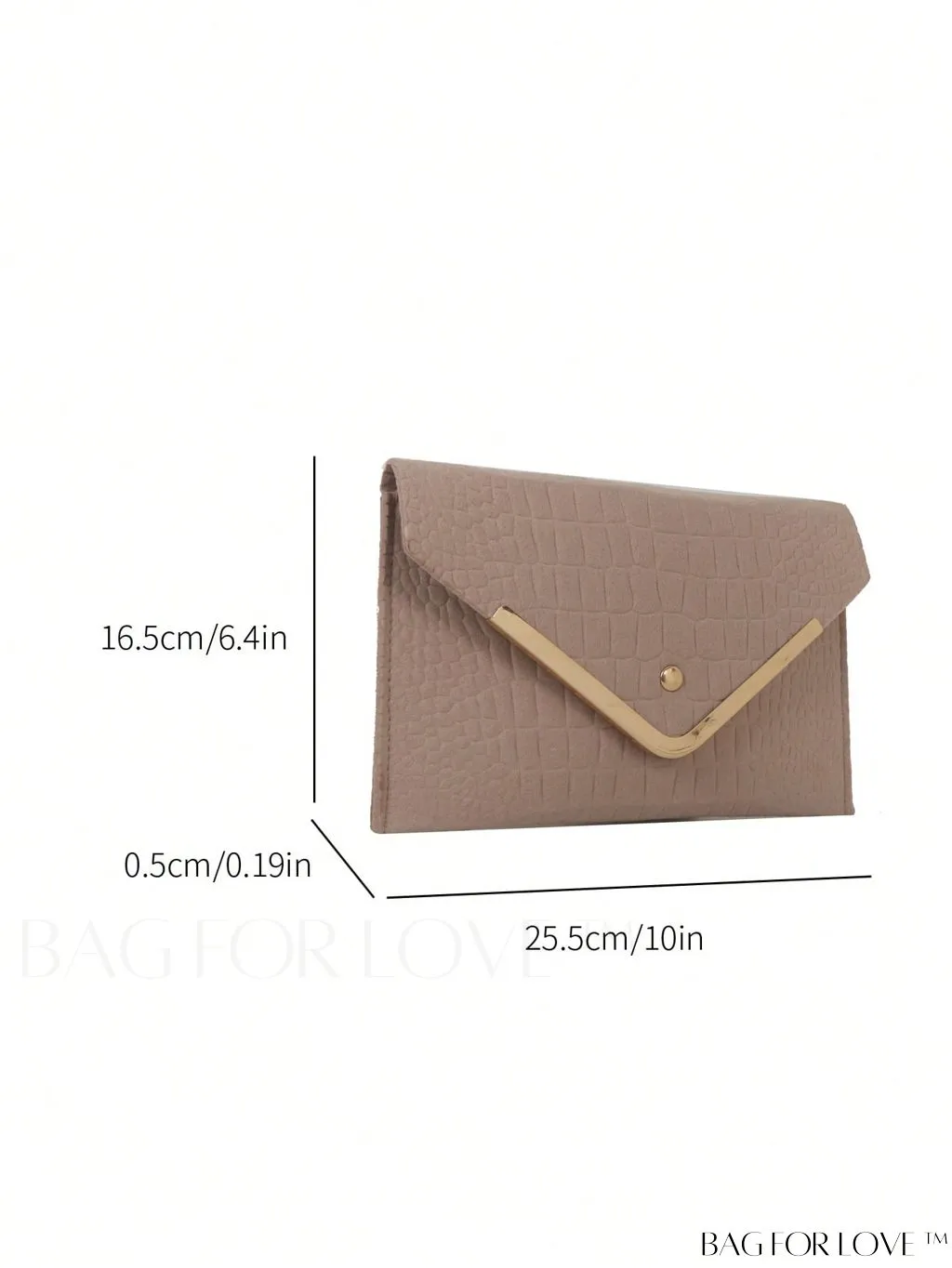 BagForLove - Metal Embellished Crocodile-Embossed Medium Envelope Bag