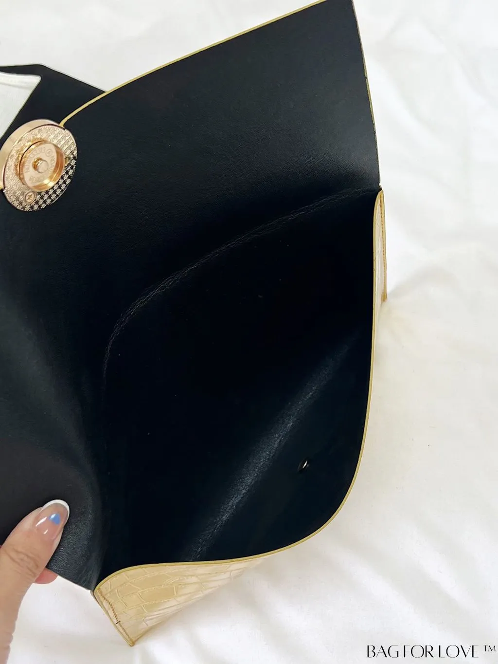 BagForLove - Metallic Crocodile Embossed Envelope Bag with Flap Design