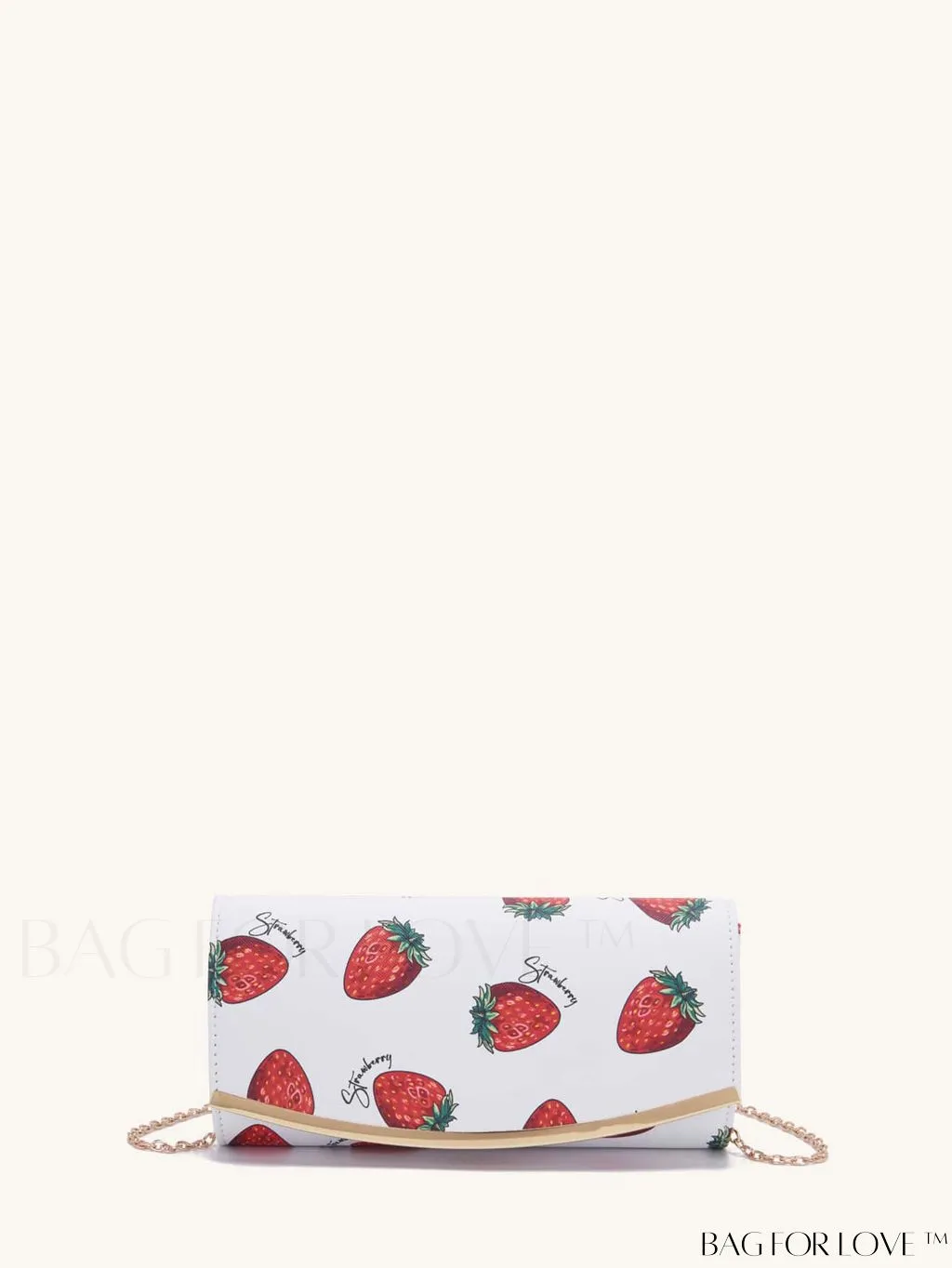 BagForLove - Strawberry Flap Clutch Purse: Chic Design with Chain Strap