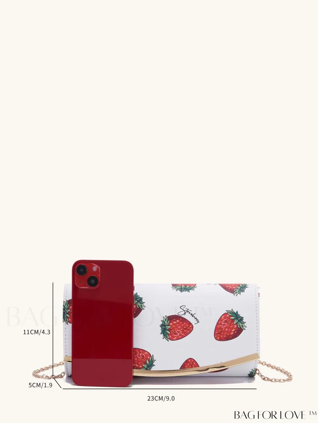 BagForLove - Strawberry Flap Clutch Purse: Chic Design with Chain Strap
