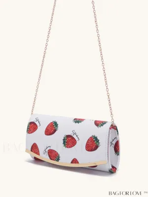 BagForLove - Strawberry Flap Clutch Purse: Chic Design with Chain Strap