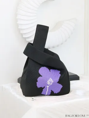 BagForLove - Stylish Color-Blocked Crocheted Tote Bag with Flower Pattern, Perfect for Vacation