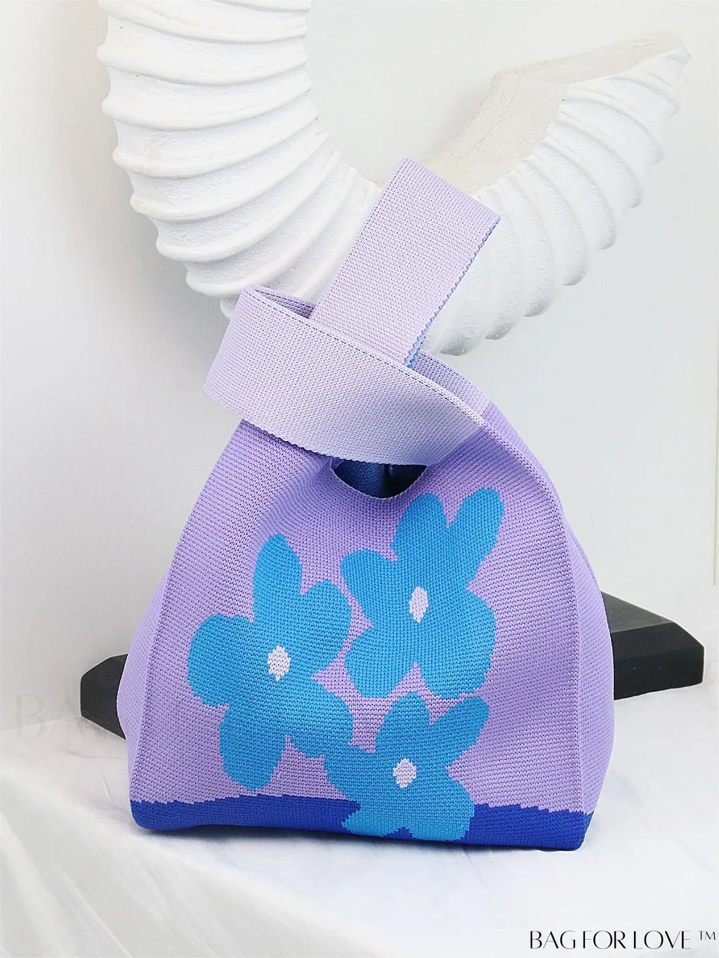 BagForLove - Stylish Color-Blocked Crocheted Tote Bag with Flower Pattern, Perfect for Vacation