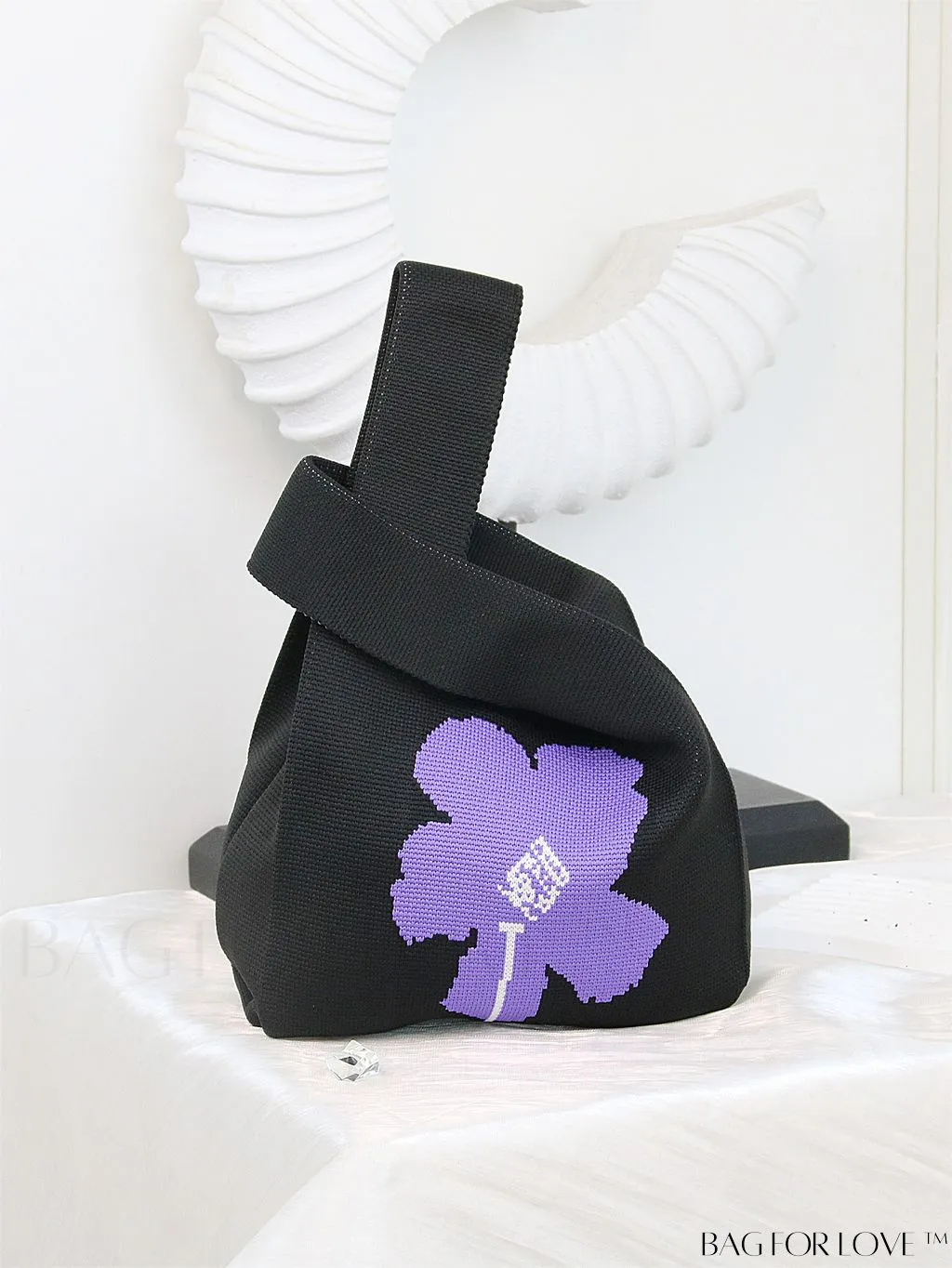 BagForLove - Stylish Color-Blocked Crocheted Tote Bag with Flower Pattern, Perfect for Vacation