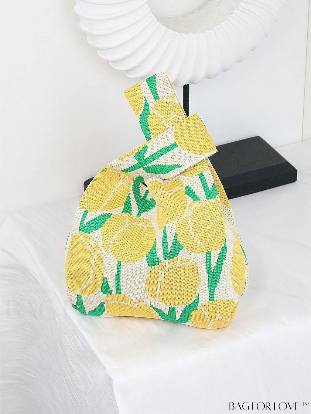 BagForLove - Stylish Color-Blocked Crocheted Tote Bag with Flower Pattern, Perfect for Vacation