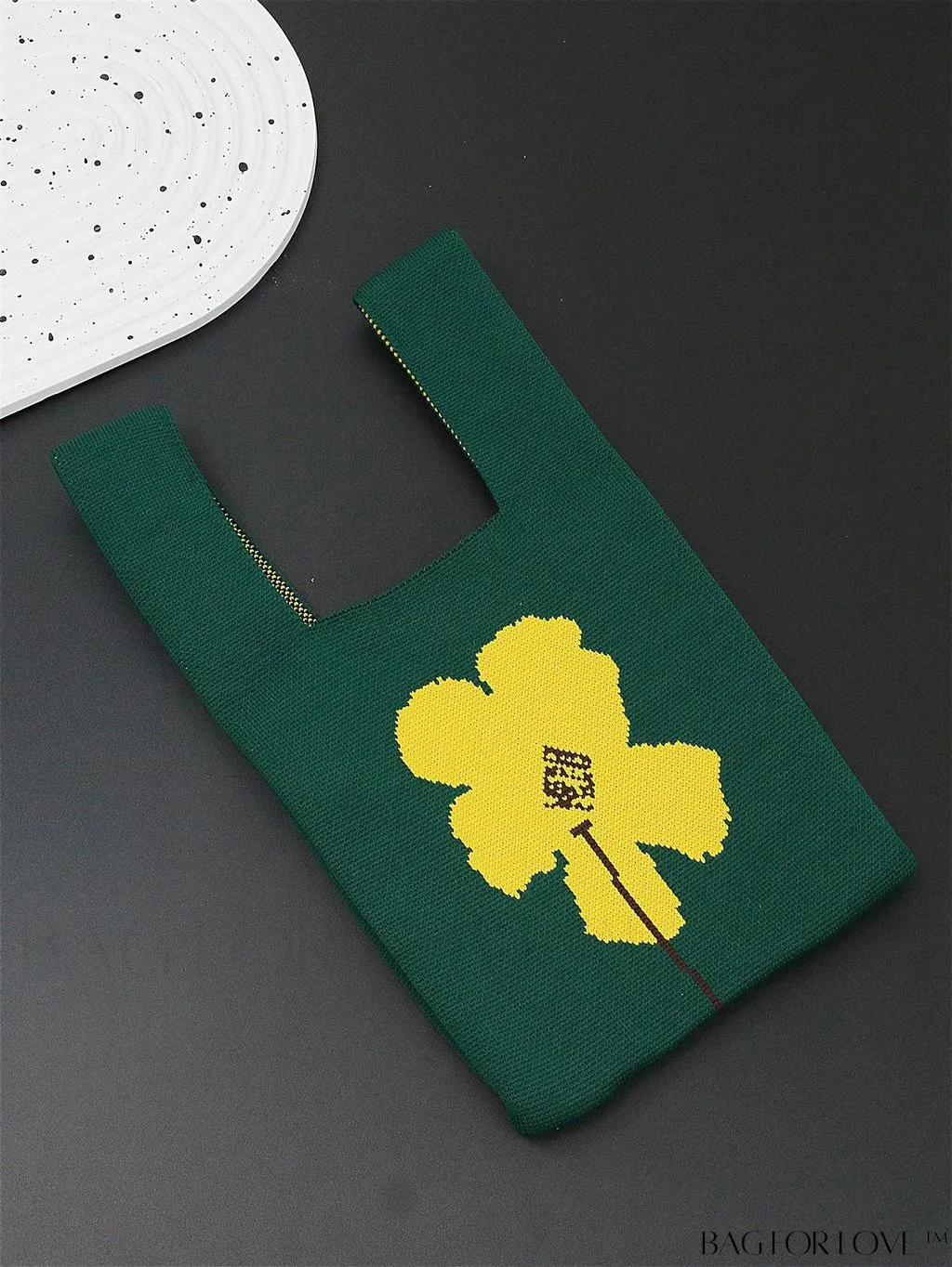 BagForLove - Stylish Color-Blocked Crocheted Tote Bag with Flower Pattern, Perfect for Vacation
