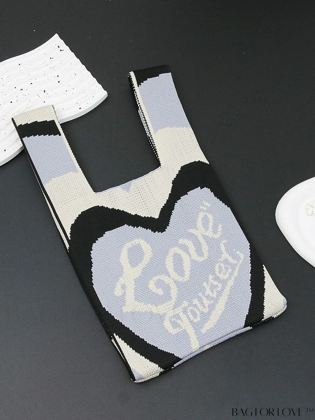BagForLove - Stylish Color-Blocked Crocheted Tote Bag with Flower Pattern, Perfect for Vacation