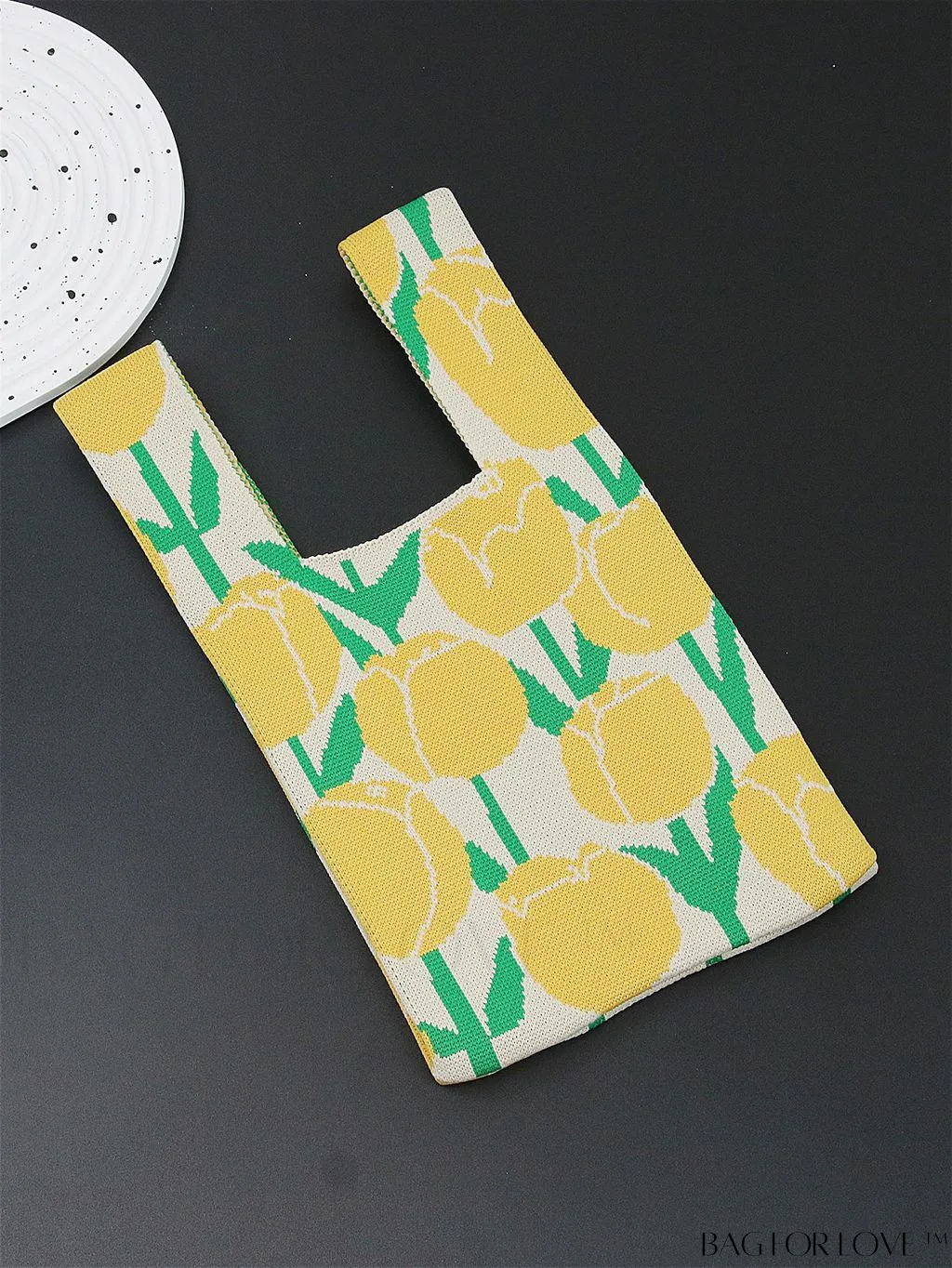 BagForLove - Stylish Color-Blocked Crocheted Tote Bag with Flower Pattern, Perfect for Vacation