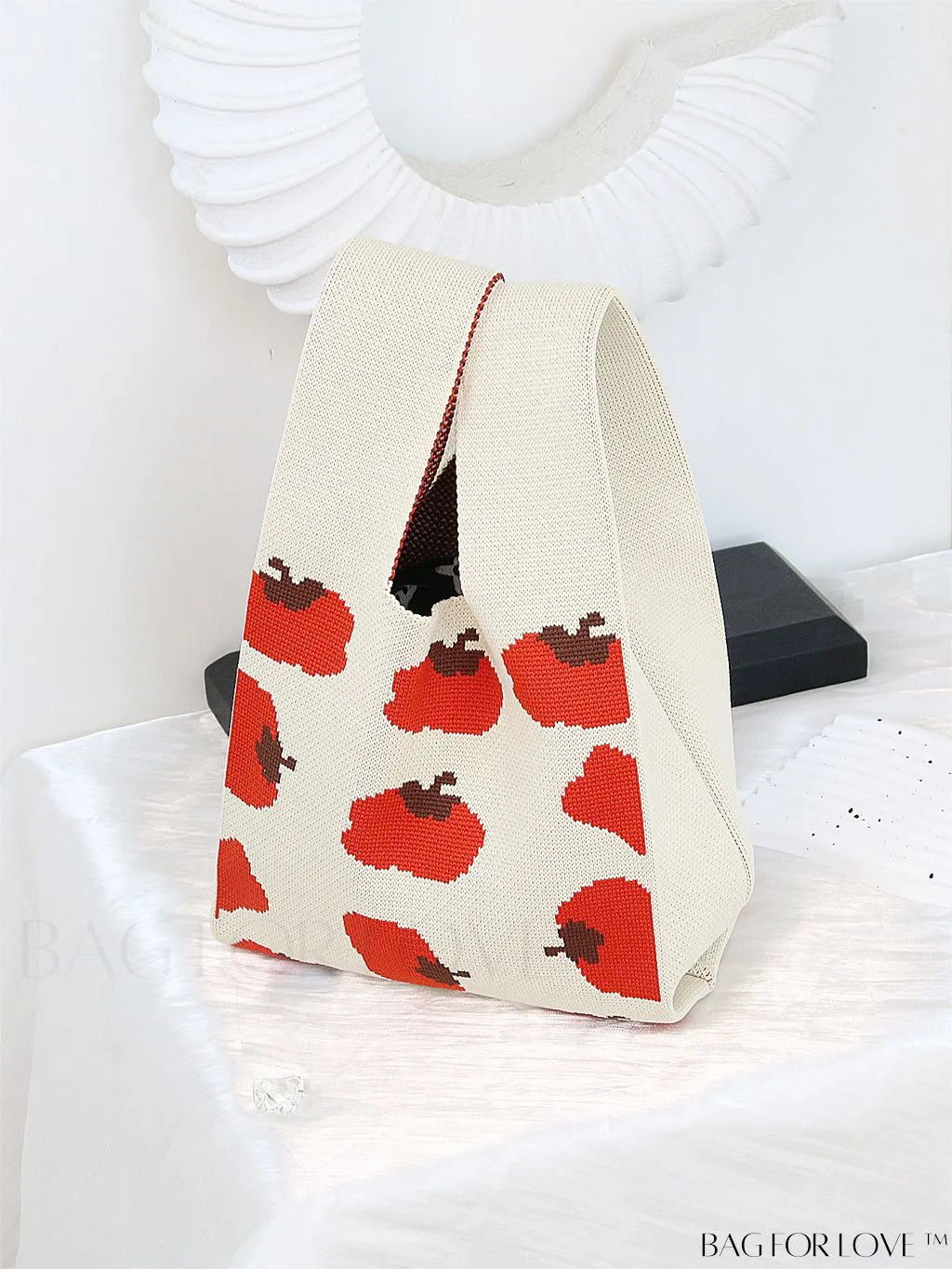 BagForLove - Stylish Color-Blocked Crocheted Tote Bag with Flower Pattern, Perfect for Vacation