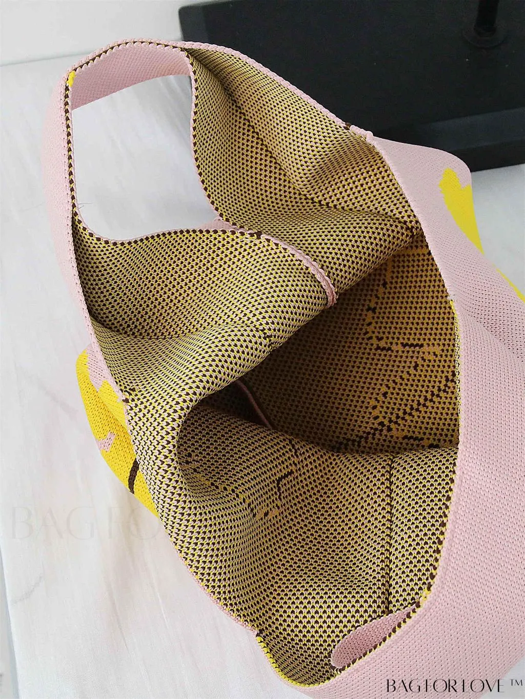 BagForLove - Stylish Color-Blocked Crocheted Tote Bag with Flower Pattern, Perfect for Vacation