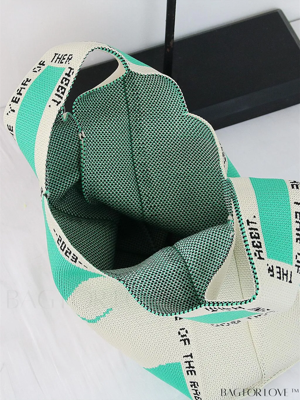 BagForLove - Stylish Color-Blocked Crocheted Tote Bag with Flower Pattern, Perfect for Vacation
