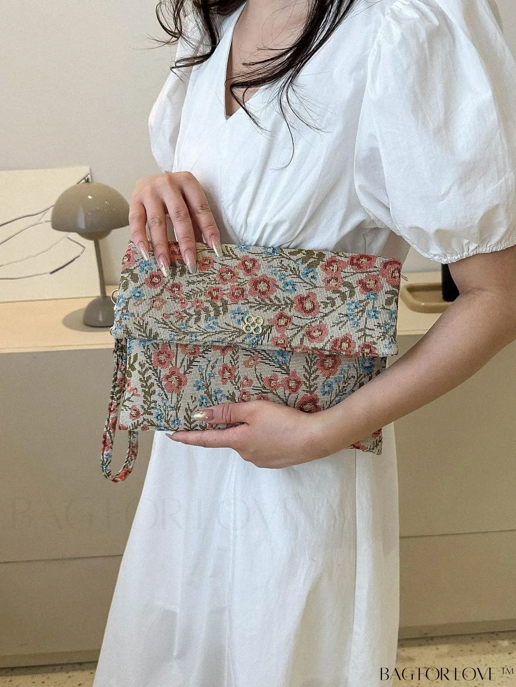 BagForLove - Stylish Floral Embroidered Clutch with Handle - Versatile and Fashionable for Women