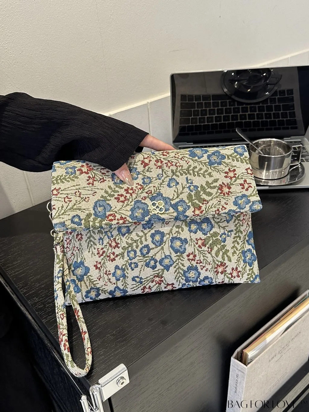 BagForLove - Stylish Floral Embroidered Clutch with Handle - Versatile and Fashionable for Women