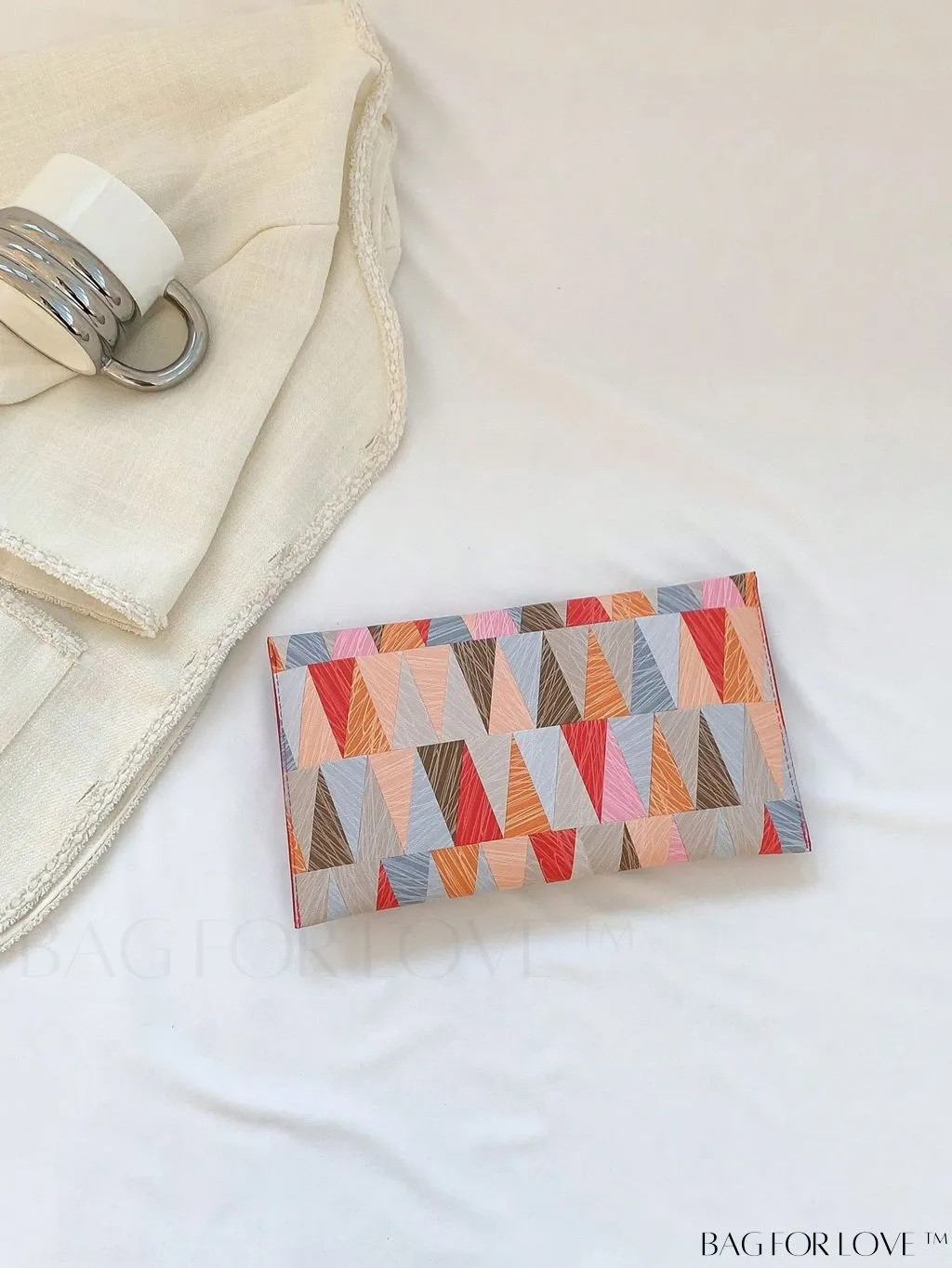 BagForLove - Stylish Metal-Decorated Geometric Envelope Clutch Bag for Everyday Use