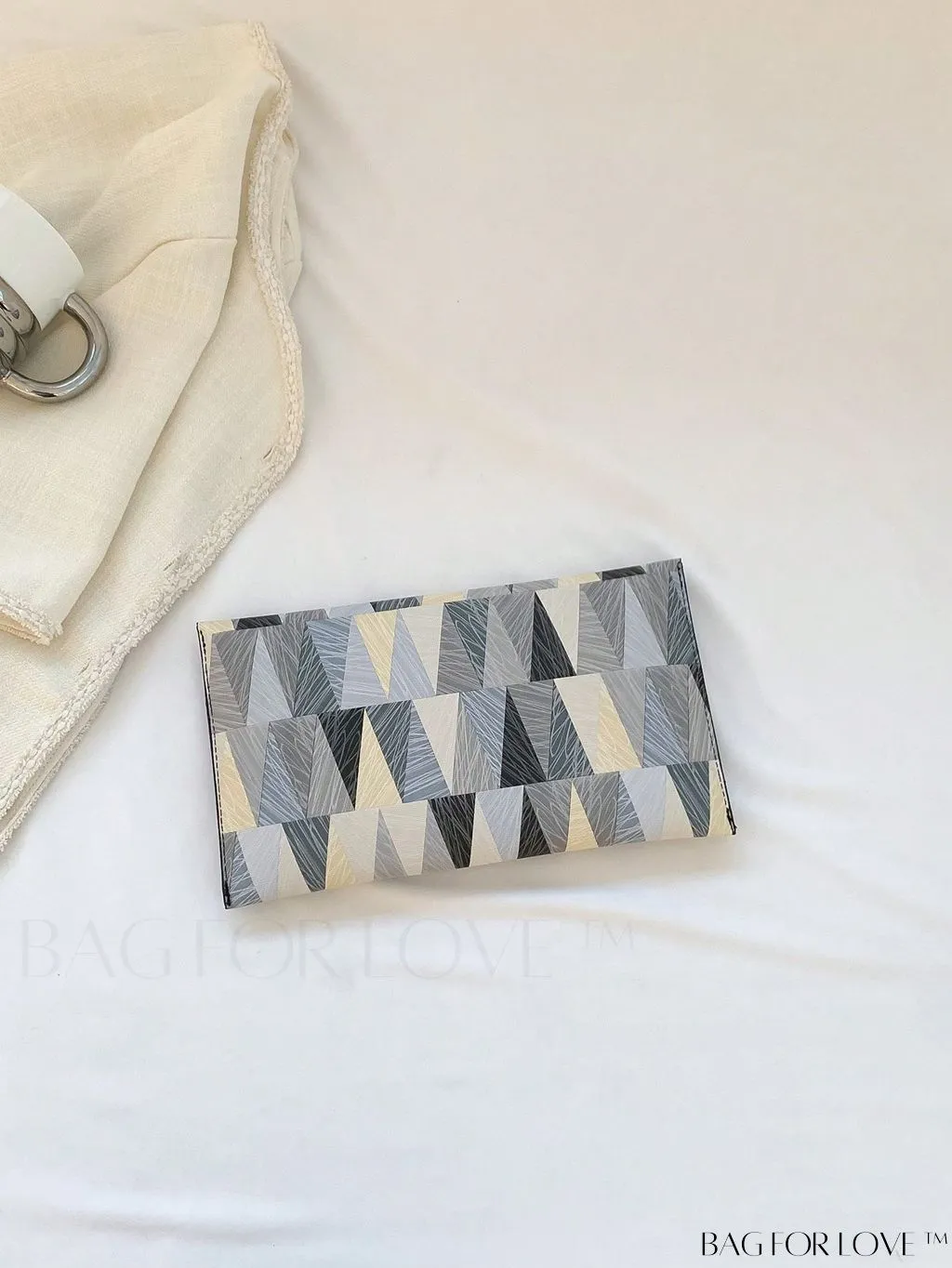 BagForLove - Stylish Metal-Decorated Geometric Envelope Clutch Bag for Everyday Use