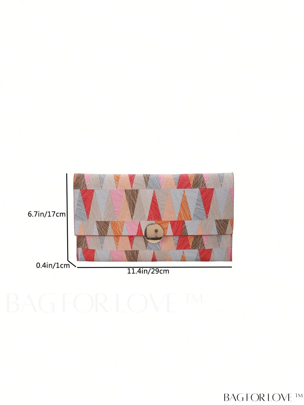 BagForLove - Stylish Metal-Decorated Geometric Envelope Clutch Bag for Everyday Use