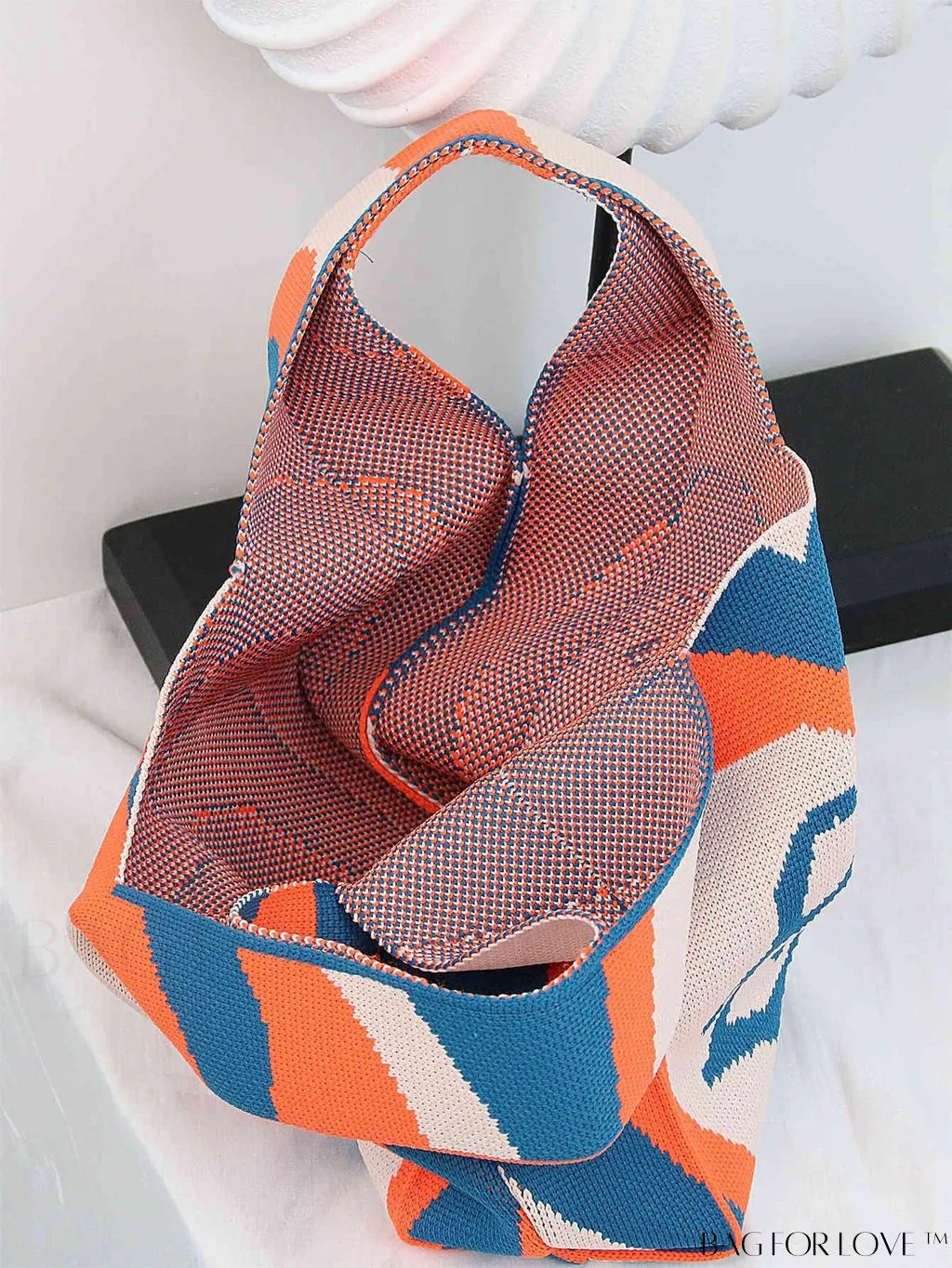 BagForLove - Stylish Striped Knitted Handbag: Colorful and Unique Pattern, Perfect for Beach Vacation, Womens Fashion