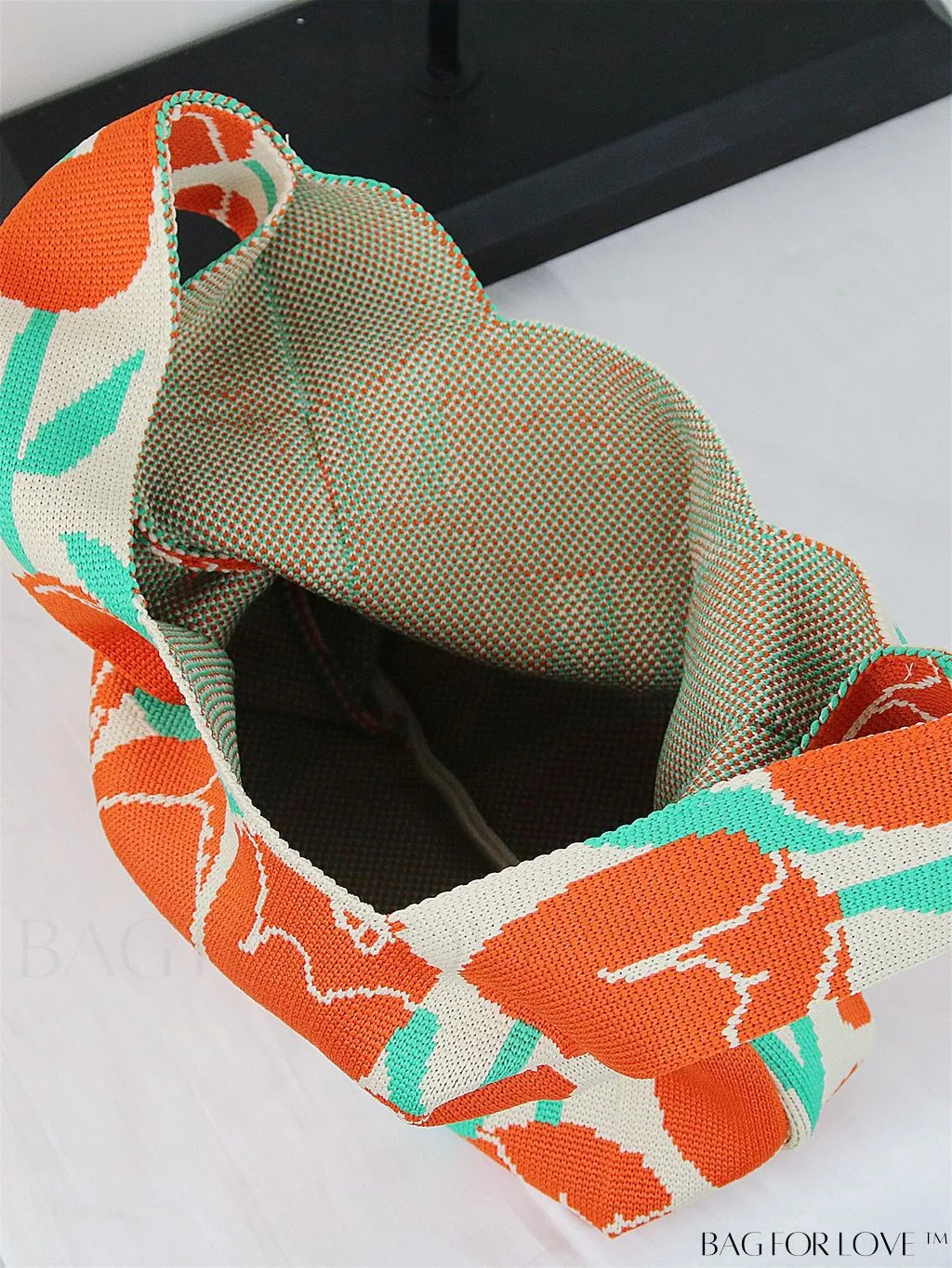 BagForLove - Stylish Striped Knitted Handbag: Colorful and Unique Pattern, Perfect for Beach Vacation, Womens Fashion