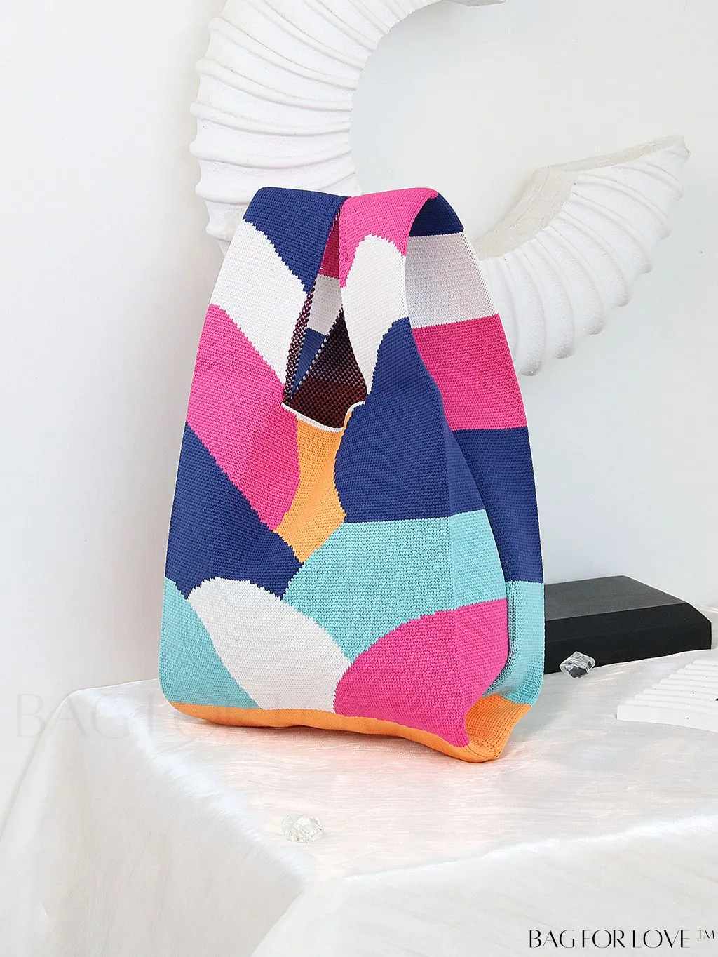 BagForLove - Stylish Striped Knitted Handbag: Colorful and Unique Pattern, Perfect for Beach Vacation, Womens Fashion